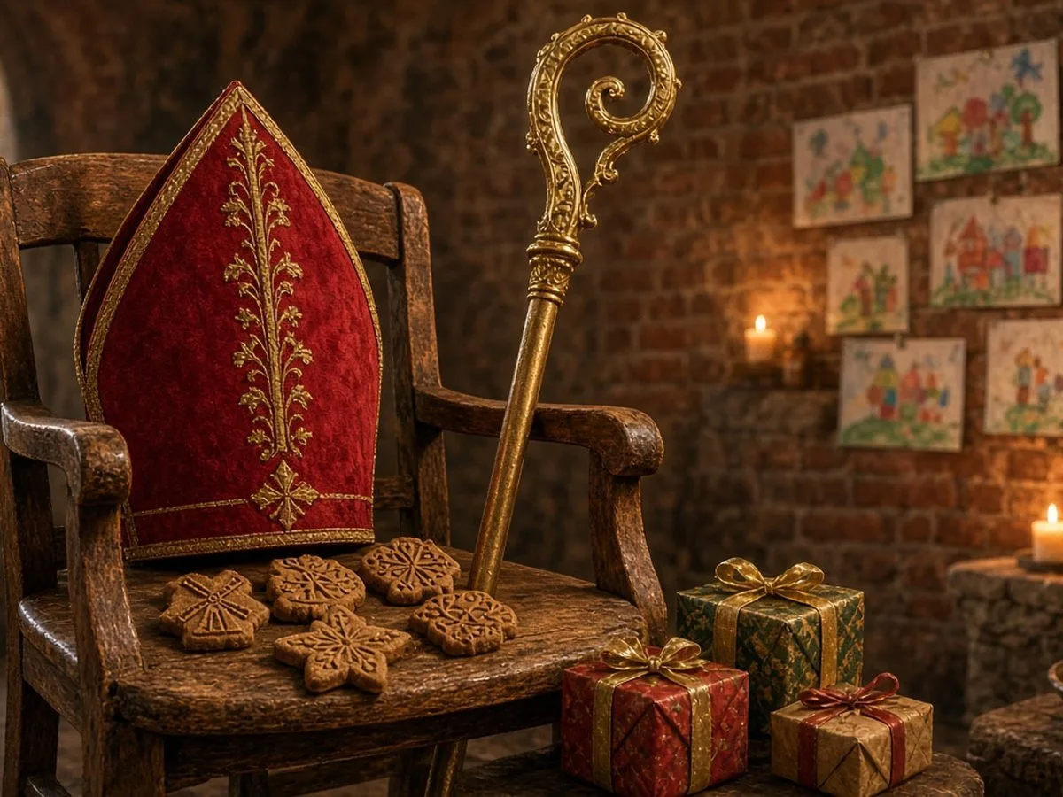 Sinterklaas ontvangt kinderen in de Abdij van Bornem
